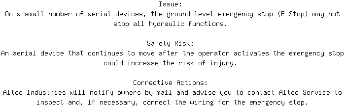 CanadianRecalls's tweet photo. Safety Recall for 2025 ALTEC TA55 Electrical. Approx. 5 units affected. https://t.co/itpfLgfN2E