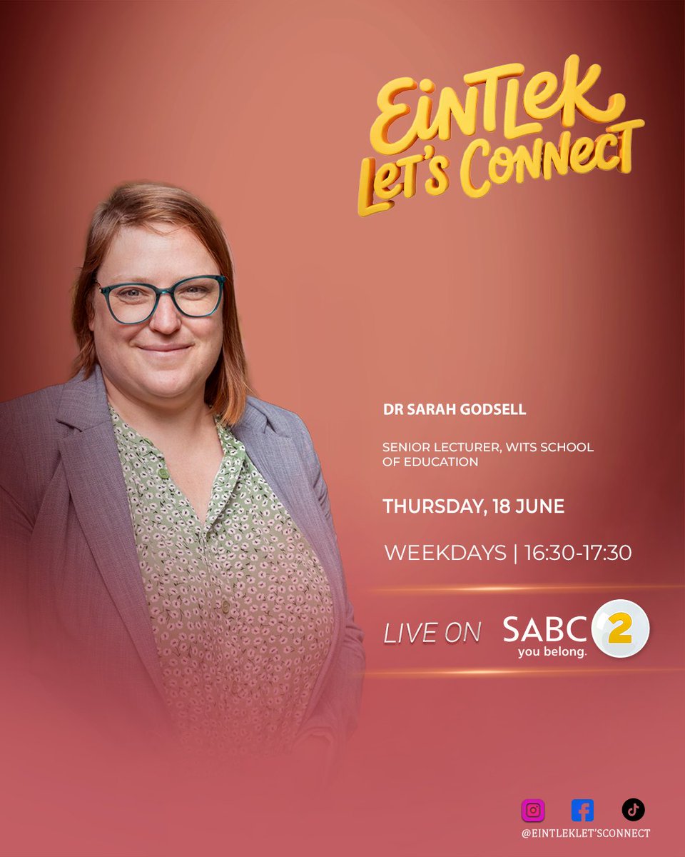 SABC_2's tweet photo. Join @PennyLebyane and Fran-rico for yet another interesting show on #EintlekLetsConnect at 16:00.

Today's guests are Nhlakanipho Songo, Dr Sarah Godsell, and Zandlie Mkhwanazi. #SABC2 https://t.co/ZqiNQHTbnt