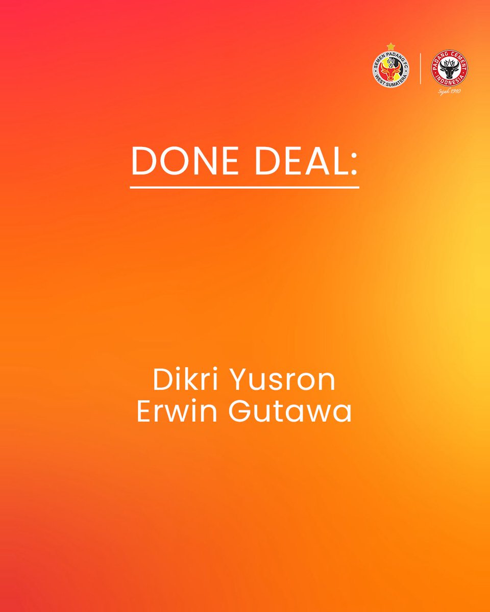 SemenpadangFCID's tweet photo. Presiden turun tangan jadi editor sementara! 😄

Kini saatnya menyambut dua amunisi baru Kabau Sirah! 🔥

Selamat datang, Dikri Yusron dan Erwin Gutawa!

Dikri hadir untuk memperkuat sektor penjaga gawang, sementara Erwin siap menambah kekuatan di lini pertahanan.

#semenpadangfc https://t.co/qt4f7WPkjW