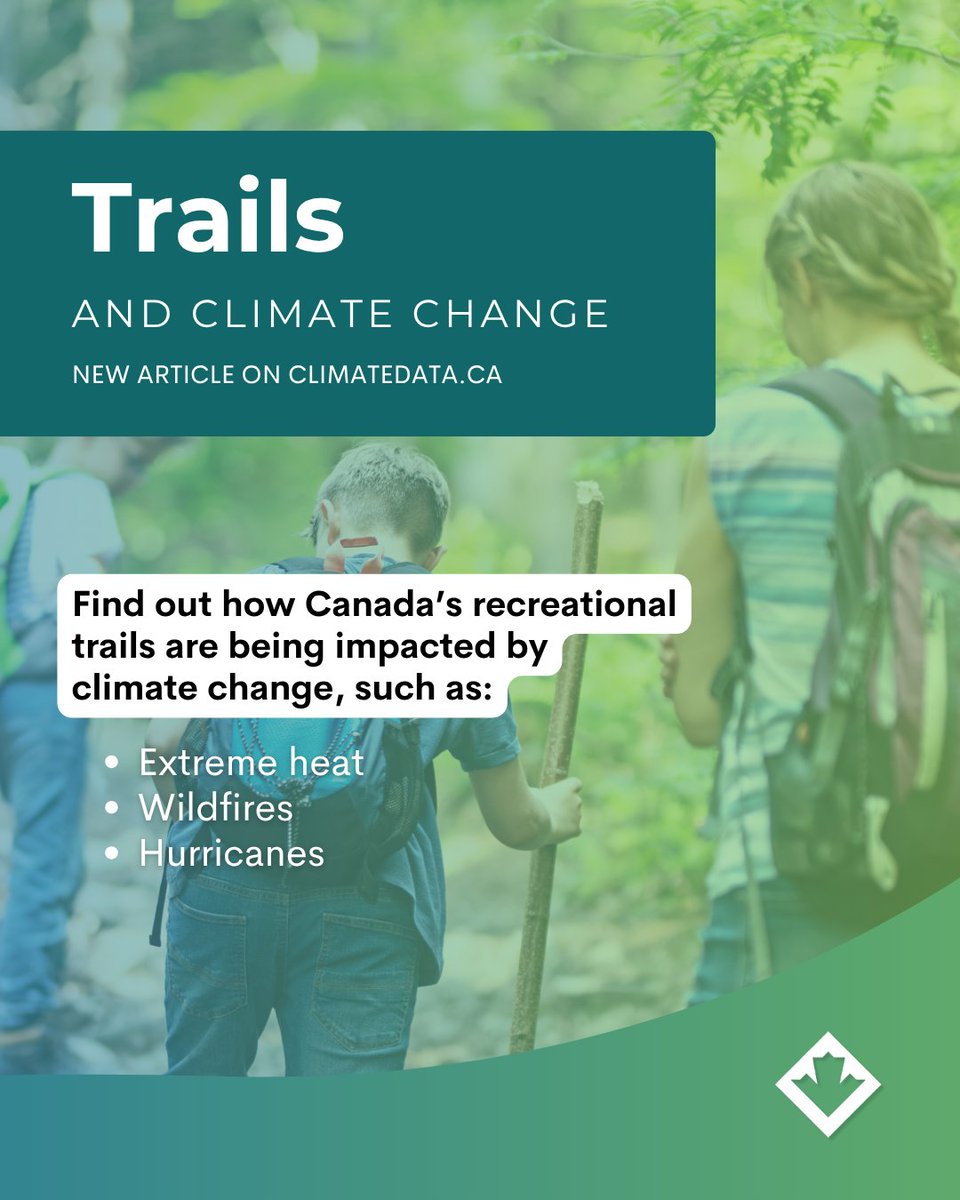 ClimateData_ca's tweet photo. Read our blog to learn how climate-related factors and extreme events are causing trail damage and closures across Canada: https://t.co/SgiHR32Y4M https://t.co/8Nx5ZH9koA