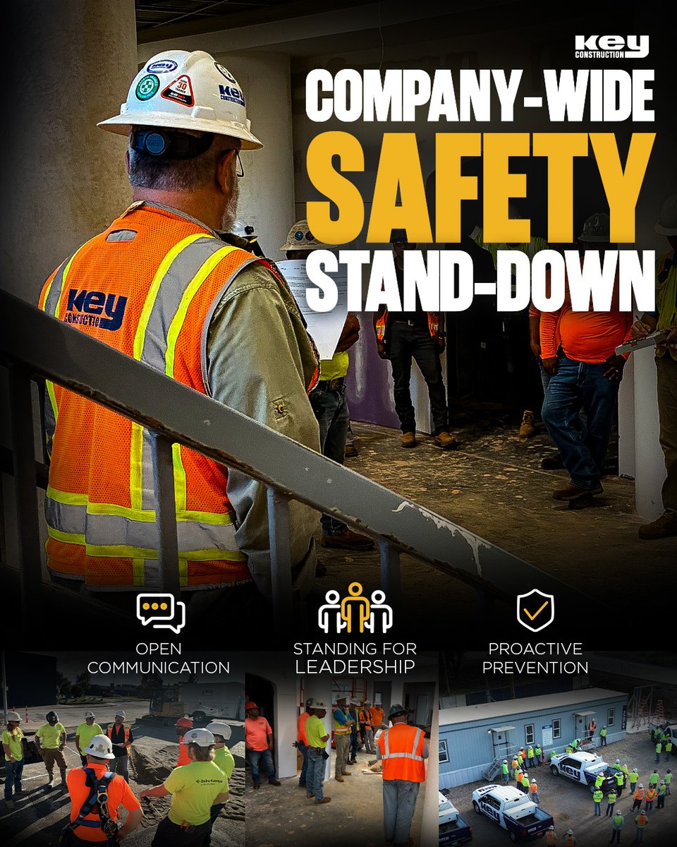 keyconstruction's tweet photo. A successful Safety Stand-Down was held across our jobsites this week, bringing teams together to discuss trench safety, heat awareness, hazard recognition, and our shared commitment to working safely every day. #SafetyFirst #KeyConstruction #WorkSafe https://t.co/kUtN4CbIFT