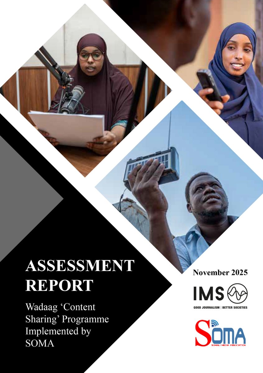 IMSforfreemedia's tweet photo. Somalia’s Wadaag initiative, implemented by @SomaliMedia13 and supported by IMS, highlights community-driven stories about health, education, governance, livelihoods and more.
A new assessment study looks at its impact, achievements and good practices: https://t.co/zylsXPTuu7 https://t.co/H5Gfm3ZDMH