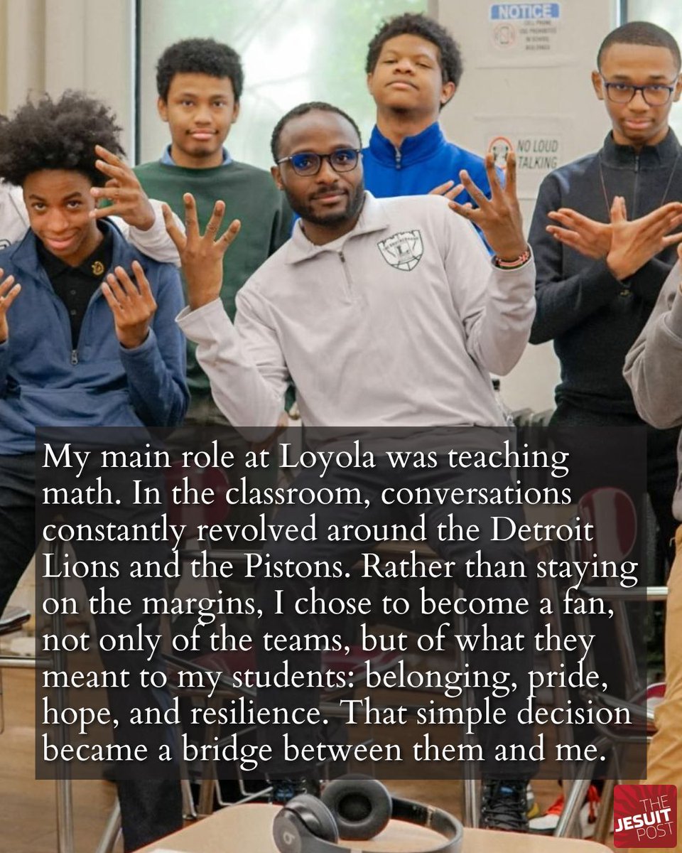 TheJesuitPost's tweet photo. As he concludes his regency mission at Loyola High School of Detroit, Eddie Wesonga, SJ, reflects on his ministry as a sports chaplain and the ways it invited him into authentic encounter and a deeper relationship with his students.

🔗 https://t.co/qQZ9nlmNZI 

#catholic #sports https://t.co/PUDNwiBwVZ