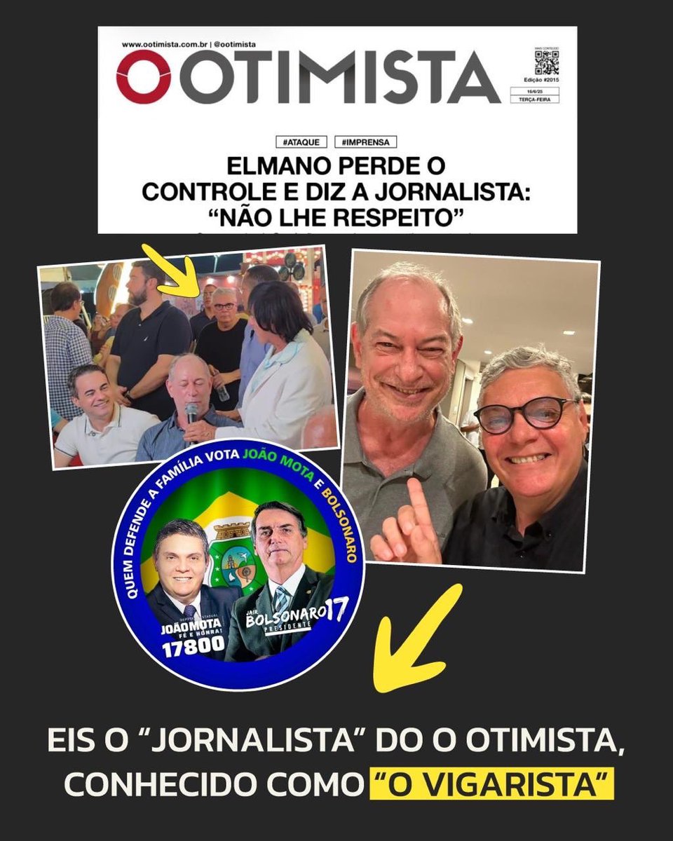 esquerdaceara's tweet photo. Quem se apresenta como jornalista deveria prezar pela imparcialidade. Quando a militância fala mais alto, a credibilidade fica em segundo plano. A reação de Elmano foi direcionada a alguém visto por muitos mais como ativista político do que como jornalista. https://t.co/w1KU7Sp6ld
