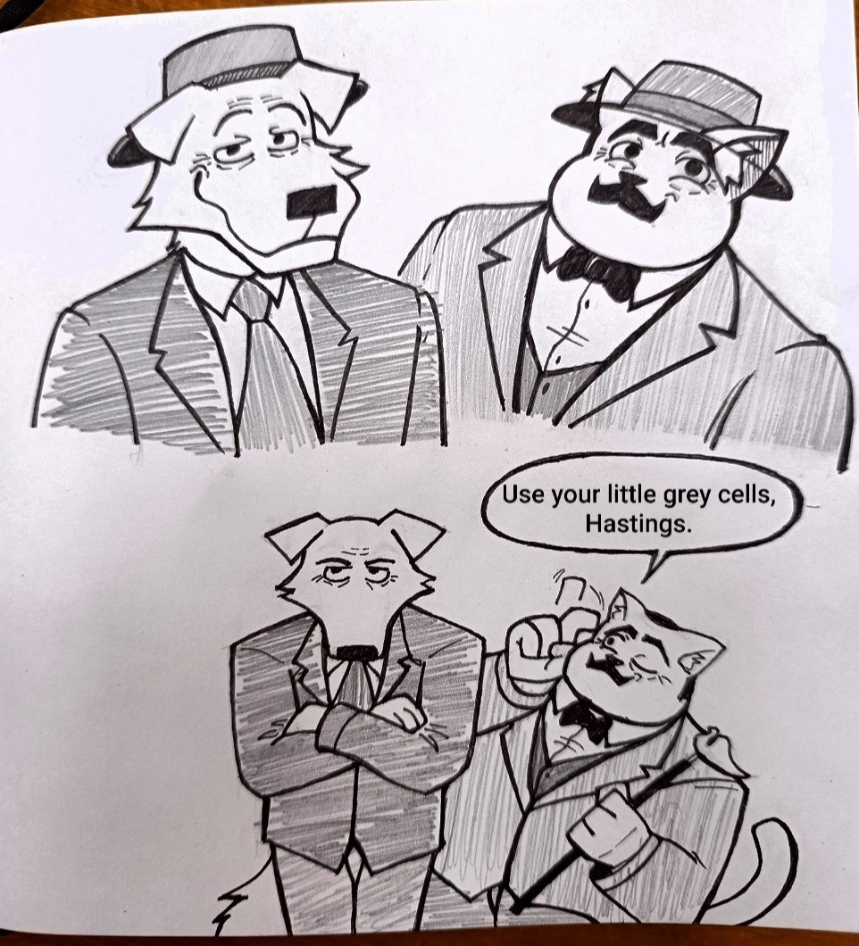 BorderlineBeast's tweet photo. Arthur Hastings and Hercule Poirot as furries https://t.co/pxkwHfYxwC
