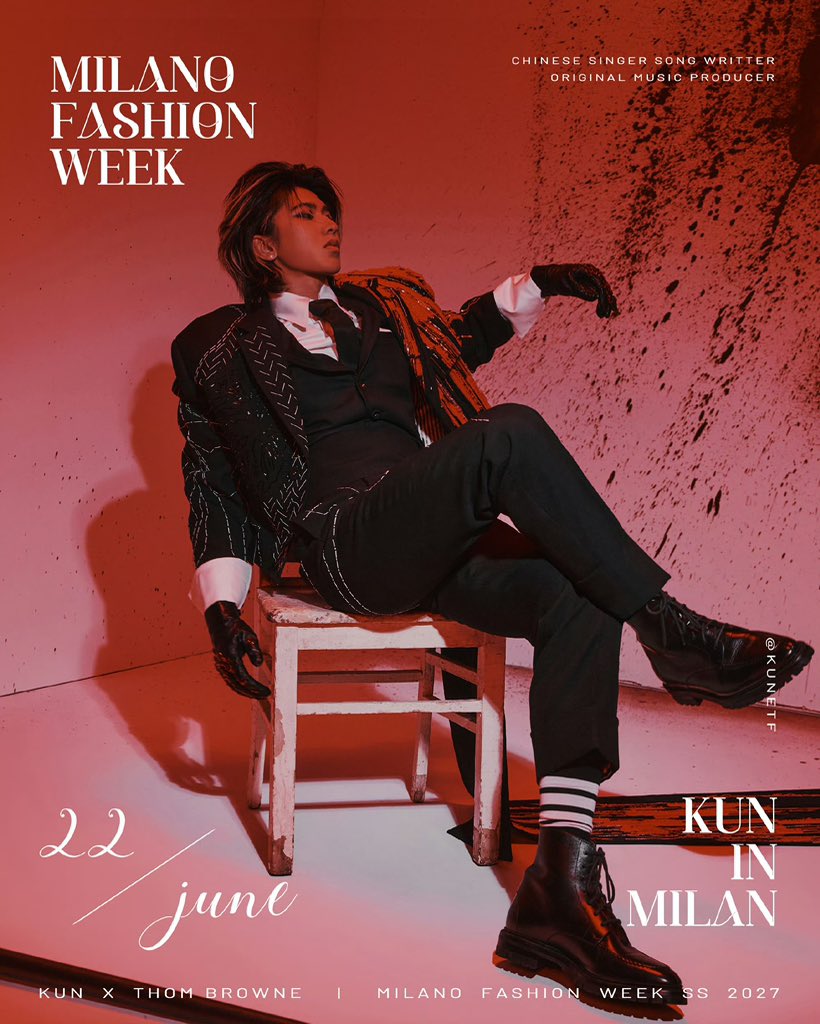 UnstoppableKun's tweet photo. The huge fandom of 90 million Chinese audiences highlights KUN’s irreplaceable status in global high fashion. 
KUN for MFW 2026 
#KUN #THOMBROWNE #KUNxTHOMBROWNE @kun_officialx @ThomBrowne https://t.co/9eXuBC1jZo