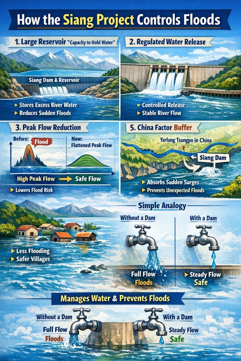 ChudomPema's tweet photo. Siang Project: A Game Changer for Flood Control! The Siang Dam regulates water flow, storing excess river water and releasing it safely, reducing flood risk and ensuring safer communities.
#FloodControl #SiangProject #SustainableWaterManagement https://t.co/jxkDpxIeVl