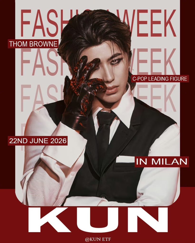 UnstoppableKun's tweet photo. All eyes turn to KUN at MFW 2026, whose 90 million Chinese fans always fuel his brilliant fashion performances.
 KUN for MFW 2026
 #KUN #THOMBROWNE #KUNxTHOMBROWNE @kun_officialx @ThomBrowne https://t.co/EmrxSQRDze