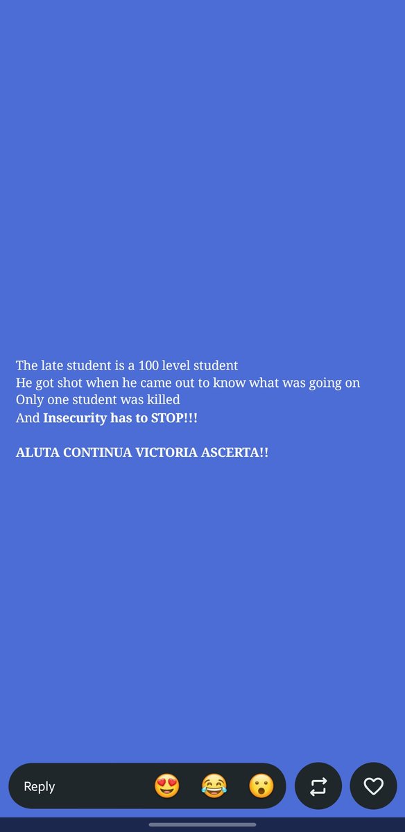 Samuel2006999's tweet photo. 🚨Update‼️
#Nigriainstitutions #GoneTooSoon #StudentLivesMatter https://t.co/DftDJf0MJK