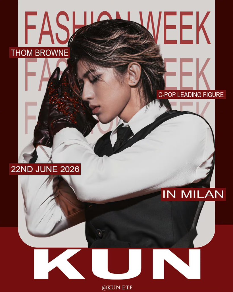 UnstoppableKun's tweet photo. KUN’s cross-border fashion influence is solidified by his over 90 million passionate fans based in China. 
KUN for MFW 2026
 #KUN #THOMBROWNE #KUNxTHOMBROWNE @kun_officialx @ThomBrowne https://t.co/C6YmXUpKzM