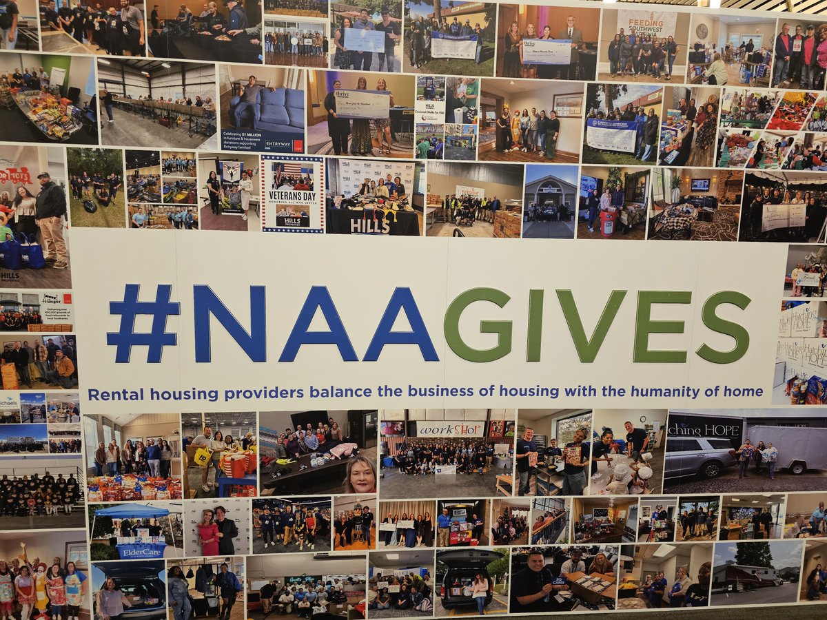 Kerry_W_Kirby's tweet photo. Honored to be featured on the #NAAGives Wall at the #Apartmentalize Conference in New Orleans. NAA Gives, the National Apartment Association’s philanthropic initiative, recognizes and amplifies the charitable efforts of rental housing professionals who are making a difference in communities across the United States. #GivingBack