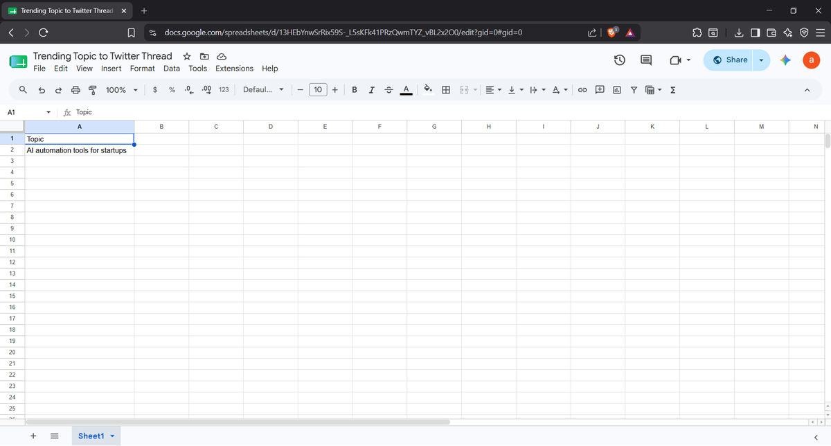 aayush_cs26's tweet photo. Built a no-code automation that turns any trending topic into a ready-to-post Twitter thread 🧵
Topic in a Google Sheet → it researches, writes a 5-7 tweet thread, saves to Notion & emails me. Zero manual writing.
Built in Gumloop 👇
#NoCode #AI #Gumloop https://t.co/IPv9arhxIl