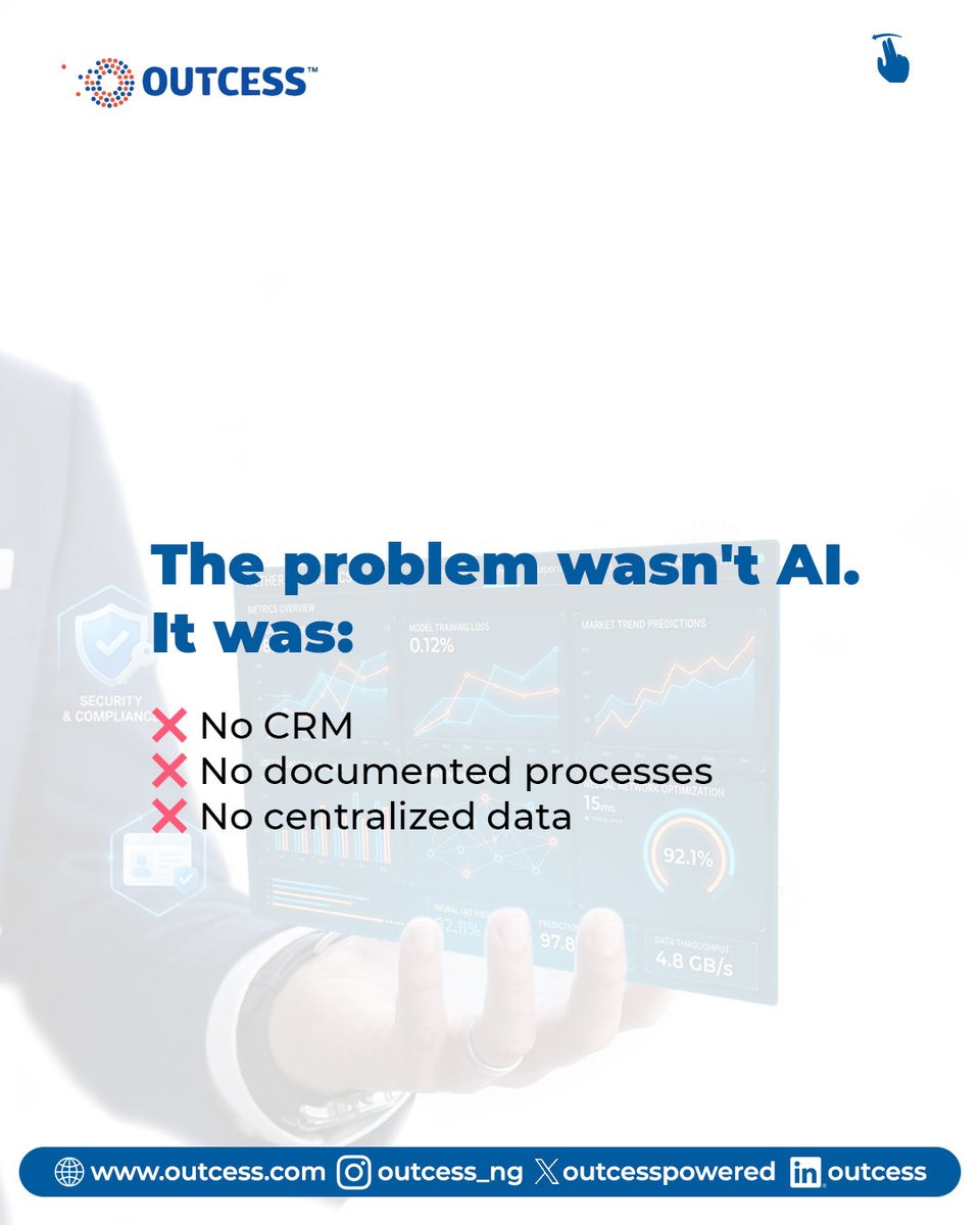 OutcessPowered's tweet photo. Most businesses think they need AI.
Many actually need visibility.

That's why we built the AI Business Assessment Tool.

Slide through this case study for more info then click the link below to get started.

https://t.co/JwVGhDbeCs https://t.co/Yv1zz6lJfP