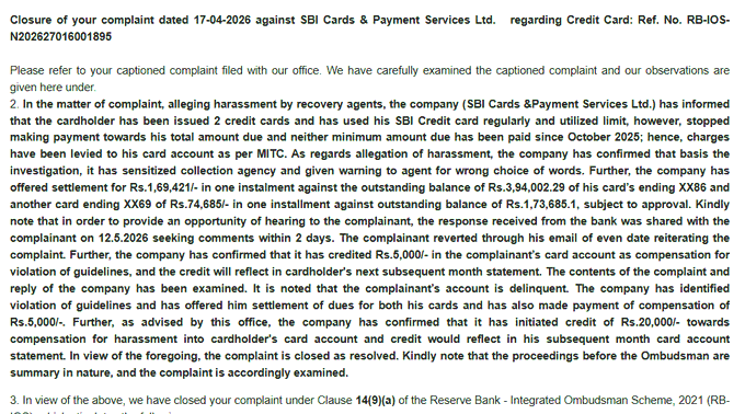 DiviIndi's tweet photo. Total mockery of consumer justice: Bank misbehaves ➡️ @RBI awards compensation ➡️ Bank credits the compensation back into its own account. 🤯 Reversing interest isn’t a penalty. Compensation for abuse belongs to the victim, not the bank's ledger! @DFS_India @PMOIndia @aajtak @ndtv @ANI, look at this systemic loophole.