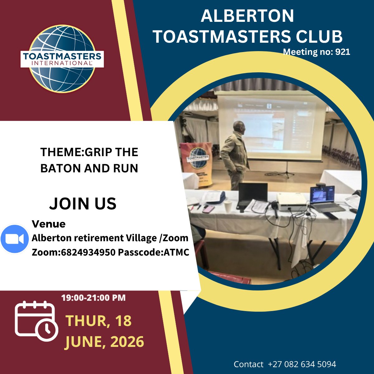 AlbertonToast's tweet photo. Looking to boost your confidence, ace that presentation, or just have fun with amazing people? You're invited to our toastmasters meeting tonight. #Alberton #thokoza #toastmaster https://t.co/gl0Nc6Z10h