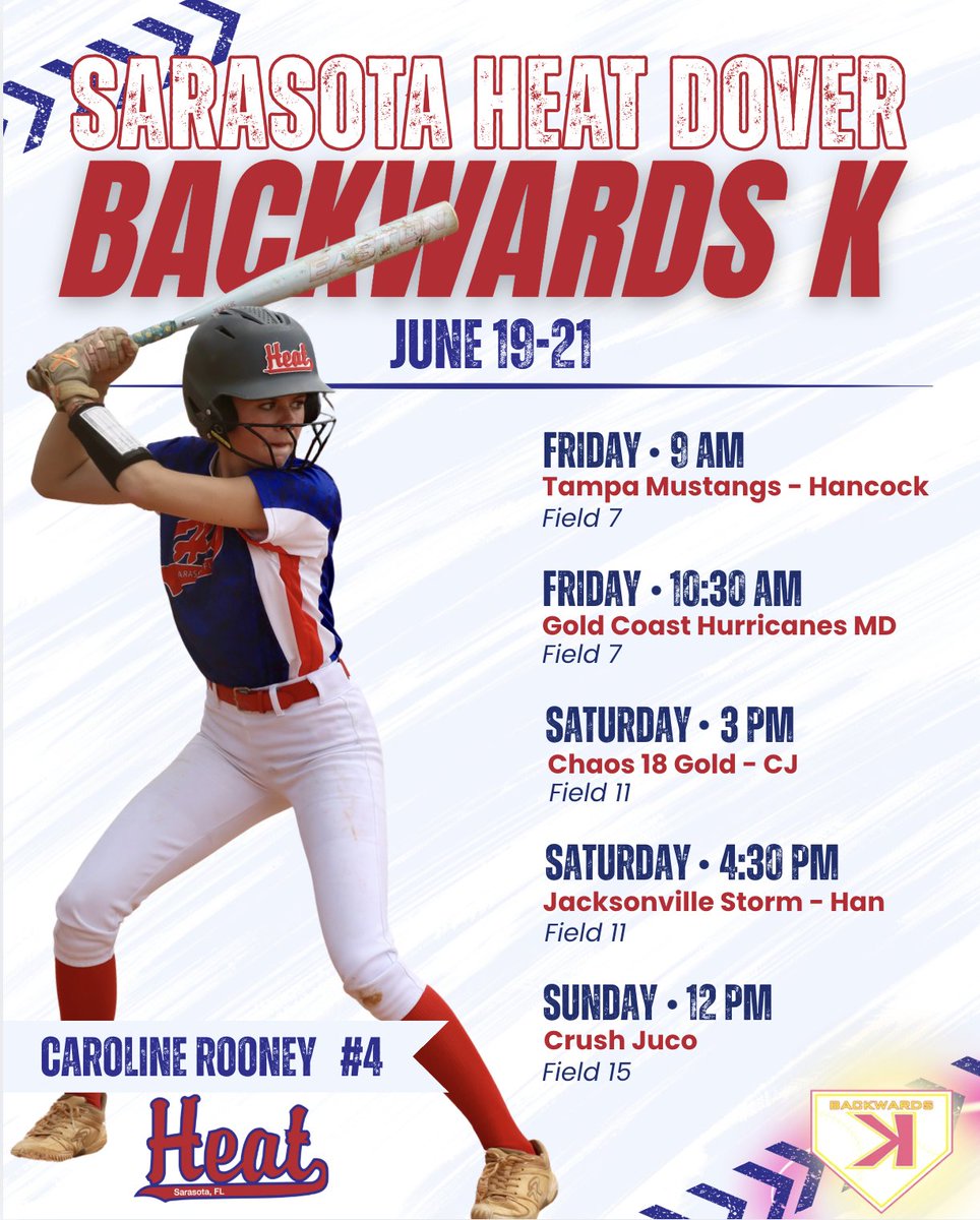 crooney2028's tweet photo. Backwards K this weekend!❤️💙 Can’t wait to be on the field with my teammates!  Let's go Heat 🔥 #GETRECRUITED #classof2028

@UTampaSoftball
@FAUSoftball
@FloridaTechSB
@FIUSoftball
@JAX_Softball
@SailfishSB
@StetsonSoftball
@UCF_Softball
@USFSoftball
@NCSA_Softball
@SoftballDown
@SUncommitted
@D1Softball
@SBRRetweets
@SoFlaFastpitch