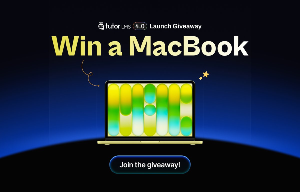 tutorlms's tweet photo. IT'S OFFICIAL: Tutor LMS 4.0 launches July 8! 🎉
The biggest Tutor LMS release is about to land, and we are celebrating it with a giveaway!

Here’s what you can win
🏆Grand prize: MacBook Neo
🥈2nd & 3rd: Tutor LMS Pro Lifetime license (2 winners)
🥉4th–10th: Tutor LMS Pro Annual license (7 winners)

10 winners total. Free to participate. Takes less than a minute.

Participate here: https://t.co/kiqgg6Puf1

Mark your calendar for July 8. We'll have a lot more to share as we get closer to launch.