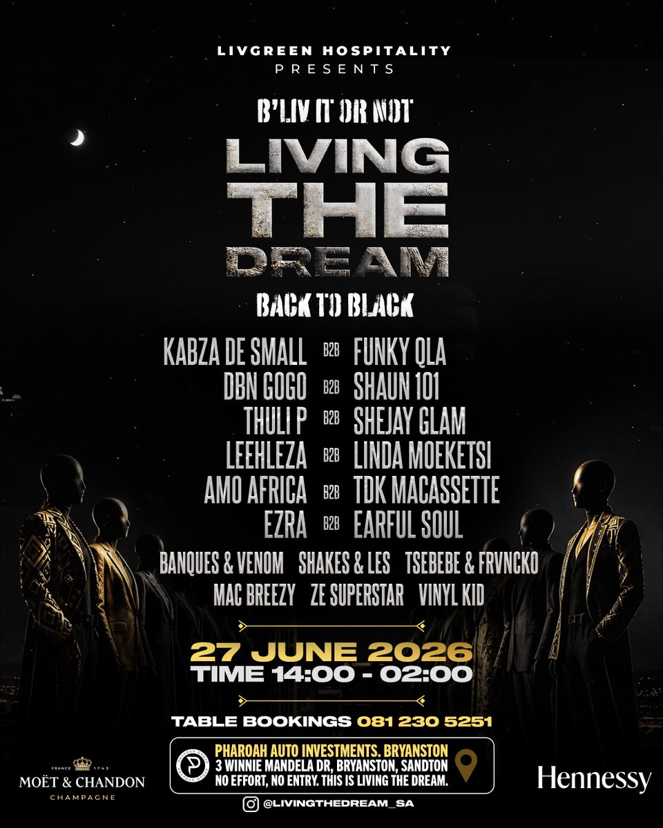 OffsetMGroup's tweet photo. The type of vibes that @LivSandton will be serving on the 27th of June are like no other 🔥. With this type of lineup you are guaranteed to have a good time 🙌🏾. Tag your friends along and make memories like no other 🥂.

#BACKTOBLACK #LIVINGTHEDREAM B’LIVITORNOT https://t.co/IiPaVbMlkz
