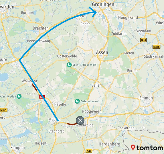 ANWBverkeer's tweet photo. Ongeluk op de #A28 Zwolle ► Groningen, tussen De Wijk en knp. Hoogeveen is de weg DICHT. 

Omrijden via Heerenveen (A32, A7). https://t.co/DJefmQLAaT