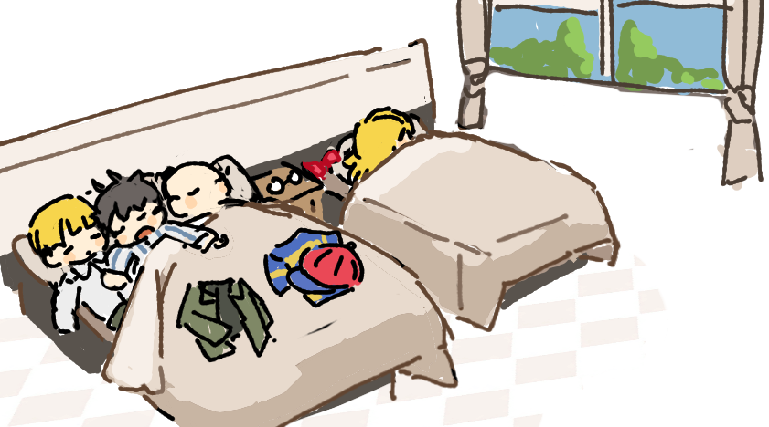 mayo__OKM's tweet photo. I noticed that the hotel only has two beds. https://t.co/dE00BMQTm5