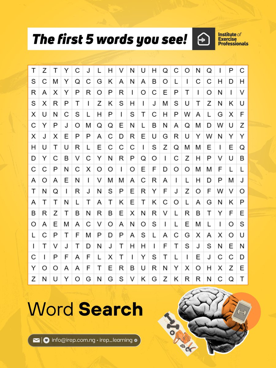 irep_learning's tweet photo. Muscle meets mind!

We’ve hidden 14 fitness terms in this puzzle. Can you spot them all?

Test your gym vocabulary and drop yours in the comments when you’re done. No cheating! 😉

Answers are coming soon! https://t.co/0SgpfxarOj