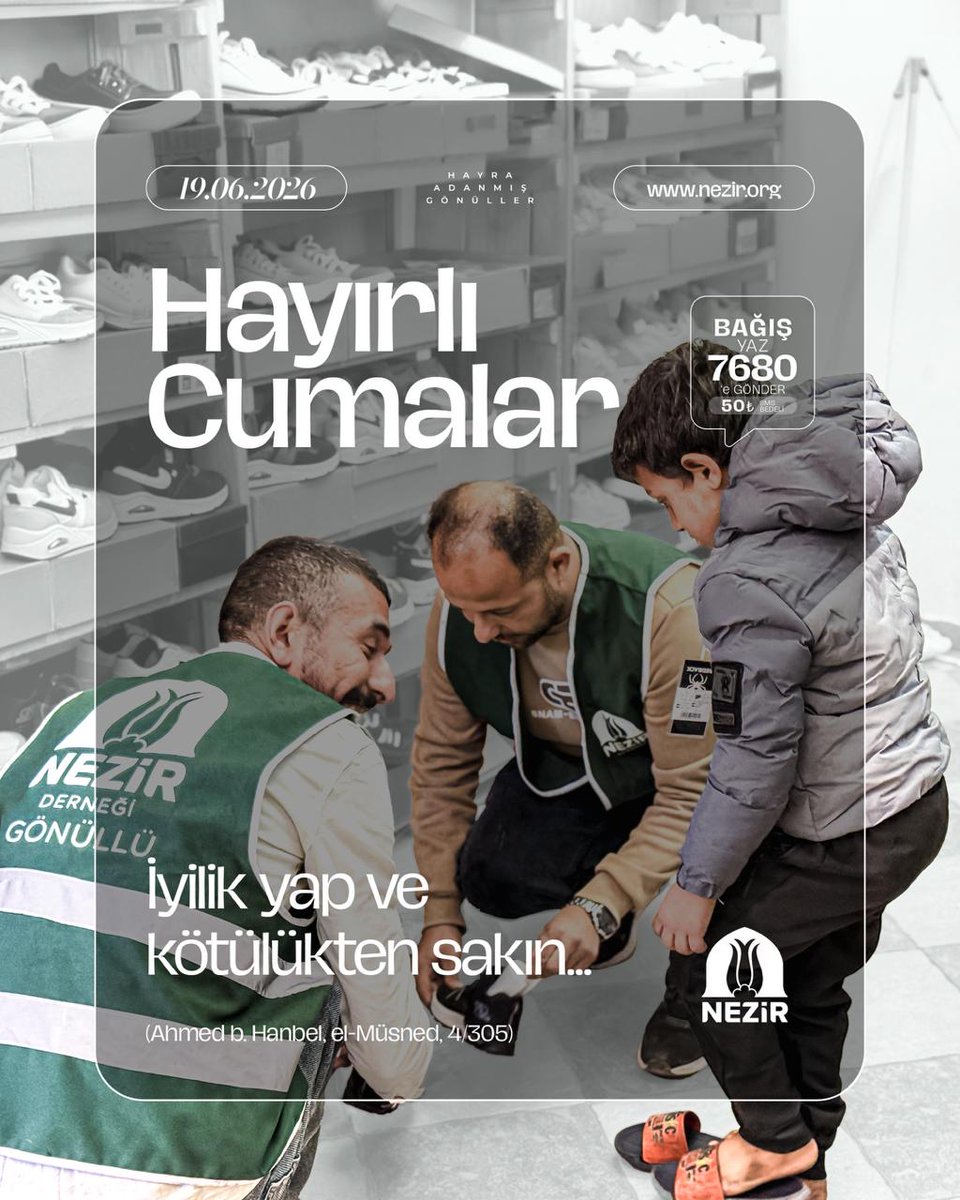 NezirDernegi's tweet photo. İyilik yap ve kötülükten sakın...

(Ahmed b. Hanbel, el-Müsned, 4/305)

#Nezir #HayırlıCumalar https://t.co/cG4NgZaKDr