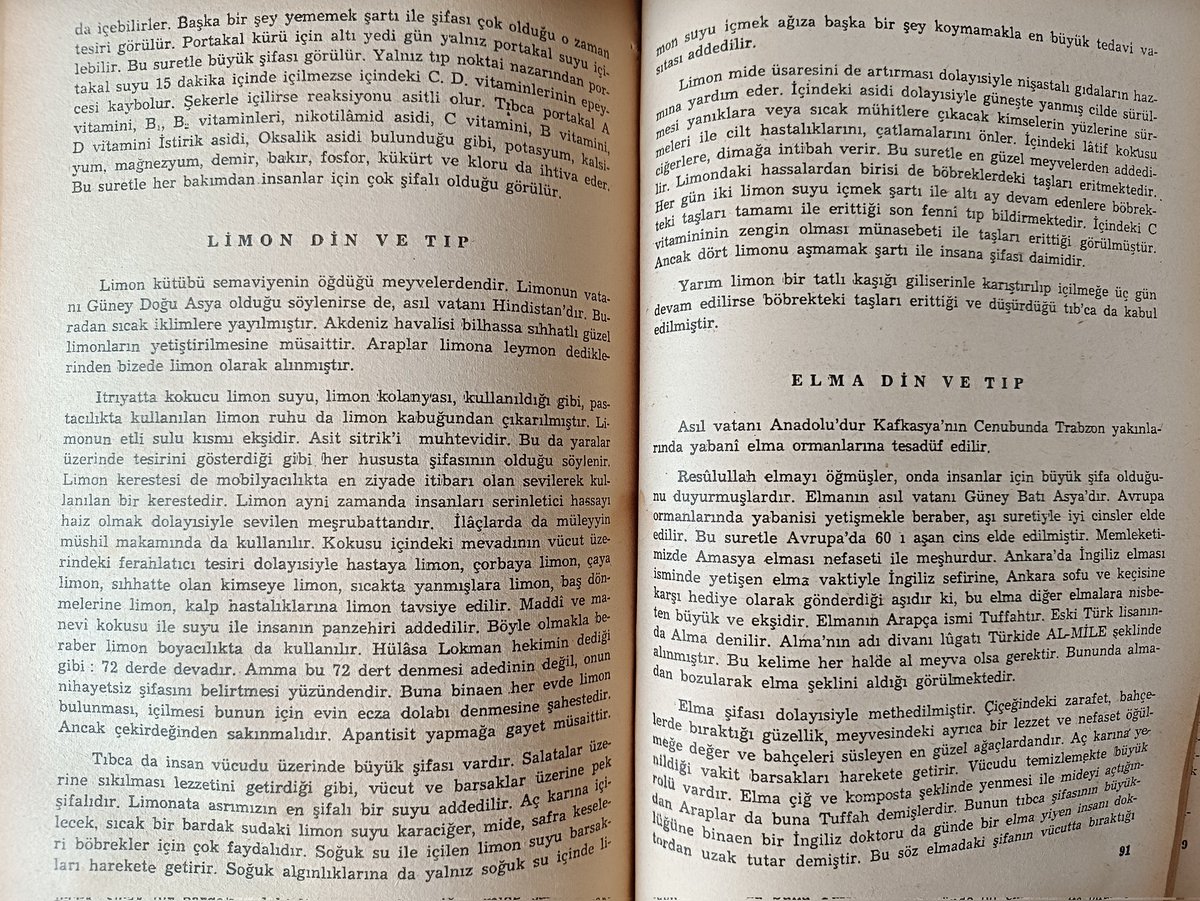Seyfullahkulogl's tweet photo. #Limon
"Evin Ecza dolabı denmesi önemlidir.Ancak çekirdeği  yutulmamalıdır.Apandisit yapmaya müsaittir."
Ölçülü tüketilmezse içindeki fruktoz şekeri yüksektir.
#Kitap
#İslâmiyet ve Tıp
M.Kemâl Pilavoğlu
#Şifa https://t.co/64SFipRXmi