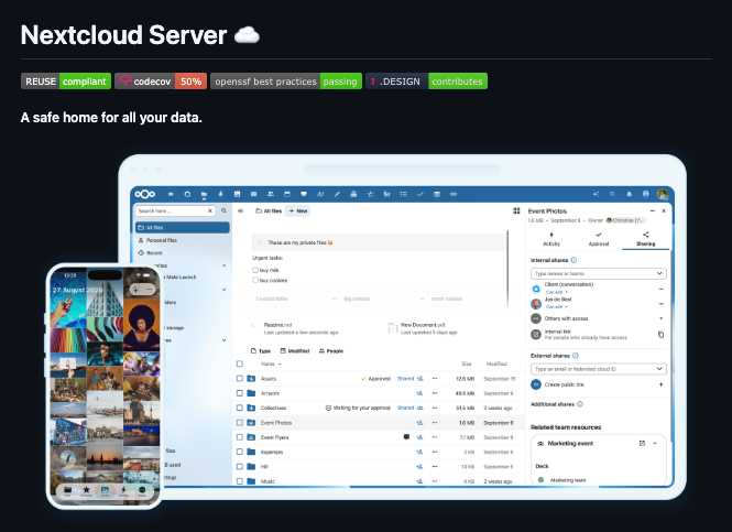 sentient_agency's tweet photo. 10 GITHUB REPOS FOR PEOPLE WHO WANT TO OWN THEIR ENTIRE DIGITAL LIFE

Bookmark every single one. Every company on this list rents you back your own data. These let you take it.

1. https://t.co/xsJLUZrJ2A
Stop trusting: Google Workspace.

Files, calendar, contacts, mail, video calls, and collaborative docs, all in one install on hardware you control. It runs on 500,000+ servers worldwide and several European governments use it in production. The full Google suite, minus the company reading everything. AGPL-3.0.

2. https://t.co/Qm55OR5YI1
Stop trusting: Google Photos.

Auto-backup from your phone, face recognition, map view, AI search, shared albums, everything Google Photos does, running on your own machine while it stops training its AI on your family. The single most satisfying self-hosting win there is. The app most self-hosters recommend first.

3. https://t.co/YkeCv528hs
Stop trusting: Netflix and Plex.

Stream your own movies, shows, and music to any device with zero subscription and zero telemetry. Plex hiked its lifetime pass to $250 and killed free remote streaming, so people left. Jellyfin asks for nothing and tracks nothing. 52K stars.

4. https://t.co/6yjmHQ3S8m
Stop trusting: 1Password and LastPass.

The entire Bitwarden server rewritten in Rust, running on a $5 box. Every official Bitwarden app on every device syncs to it. All the paid premium features unlocked, AES-256 encryption, zero per-seat fee. Your passwords on your own server. 59K stars.

5. https://t.co/TAAgMKA2MO
Stop trusting: Dropbox, iCloud, OneDrive.

Your devices sync directly to each other, peer to peer, end-to-end encrypted, with no server in the middle holding a copy. Pick a folder, add your devices, done. No account, no subscription, no company that can raise the price. 64K stars.

6. https://t.co/K0iUBV0dia
Stop trusting: Google Home and Amazon Alexa.

The hub that runs your entire smart home locally, lights, locks, sensors, cameras, without any of it phoning home to a tech giant. Your house keeps working even if the internet goes down. The most powerful home automation software made, and it's free.

7. https://t.co/Auus4Elbr5
Stop trusting: Evernote and Dropbox for documents.

Scan any document and it reads the text, tags it, archives it, and makes it instantly searchable. Receipts, contracts, insurance forms, all in one private archive on your machine. "I know I have that document somewhere" stops being a problem. 26K stars.

8. https://t.co/9GJZswxBjB
Stop trusting: GitHub.

A full self-hosted code platform, repos, issues, pull requests, CI, running on your own server. A community-driven fork of Gitea built to stay free and independent. Your code, your history, your infrastructure, owned by no one but you. Runs on almost nothing.

9. https://t.co/25tT1dHJH4
Stop trusting: every ad network watching your home.

A network-wide ad and tracker blocker that runs on your router and covers every device, including the smart TV and phone apps that have no extension system. One install protects the whole house. Free.

10. https://t.co/kRO73om68d
Stop trusting: paid monitoring services.

Once you self-host this much, you need to know it's all running. Uptime Kuma watches every service you own and pings you the second one goes down, in a clean dashboard that replaces $50/month tools. 84K stars.

One weekend of setup. A lifetime of owning your data.