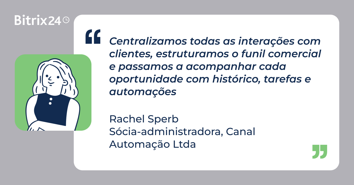bitrix24brazil's tweet photo. 📈 Crescer sem organização custa caro.

A Canal Automação percebeu que controlar leads, oportunidades e processos em ferramentas separadas estava limitando o crescimento da empresa.

Com o Bitrix24, a equipe centralizou a operação comercial, ganhou rastreabilidade e passou a acompanhar cada oportunidade com muito mais controle.

"Hoje temos uma visão clara de todo o processo comercial." — Rachel Sperb, Sócia-Administradora da Canal Automação.

Histórias reais mostram que transformação digital não é sobre tecnologia. É sobre ter processos que funcionam. 💙

#Bitrix24 #CRM #GestaoComercial #AutomacaoDeVendas #TransformacaoDigital #Empreendedorismo #Vendas #Produtividade #CaseDeSucesso