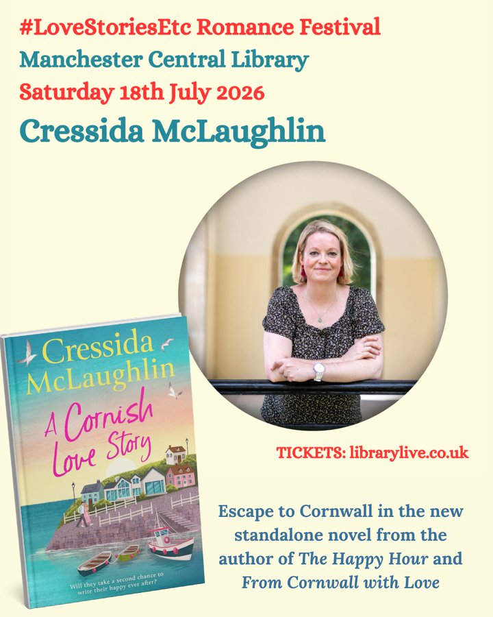 MancLibraries's tweet photo. We're SO excited to have @CressMcLaughlin at the #LoveStoriesEtc festival this July!  We've released the last few tickets on Eventbrite now, so don't delay, book today! #RespectRomFic @BookMinxSJV @Wstones_Arndale @HarperFiction 
https://t.co/K06BWqbEX3 https://t.co/f9lag1yxrN