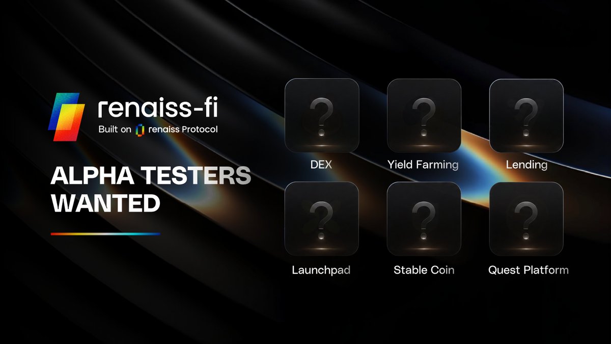 renaiss_fi's tweet photo. The next Renaiss experiment is taking shape 🏗️

Renaiss Fi by @renaissxyz is preparing something new, and we’re inviting a small group of Alpha Testers to step in early.

Built on @BNBCHAIN. Shaped by DeFi natives.

Yield hunters. Strategy testers. DeFi power users who have traded, farmed, borrowed, supplied, and spent real time in the trenches.

If that sounds like you, we want to hear from you.

Selected testers may receive early access, exclusive tester SBTs, and a chance to shape what comes next.

Apply to join the tester group ↓
https://t.co/dLqR65AJtV