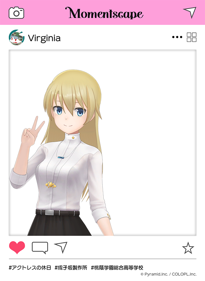colopl_alice's tweet photo. 本日は、バージニア・グリンベレー（CV #大西沙織 ）の誕生日です🎂

9回目の誕生日はSNS風フォトフレーム画像を公開📸
ゲーム内では誕生日限定ミッションや特別プレゼントに加え、「アルベドバニー」の早割セールを実施中🐰

#バージニアグリンベレー生誕祭  #アリスギア https://t.co/cTv8w6zV0Z