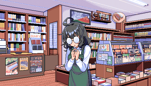 chipushishi's tweet photo. 今作ってるゲームの本屋店員の有川さん https://t.co/BBJ2KRtaMD