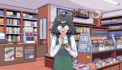 chipushishi's tweet photo. 今作ってるゲームの本屋店員の有川さん https://t.co/BBJ2KRtaMD