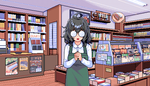 chipushishi's tweet photo. 今作ってるゲームの本屋店員の有川さん https://t.co/BBJ2KRtaMD