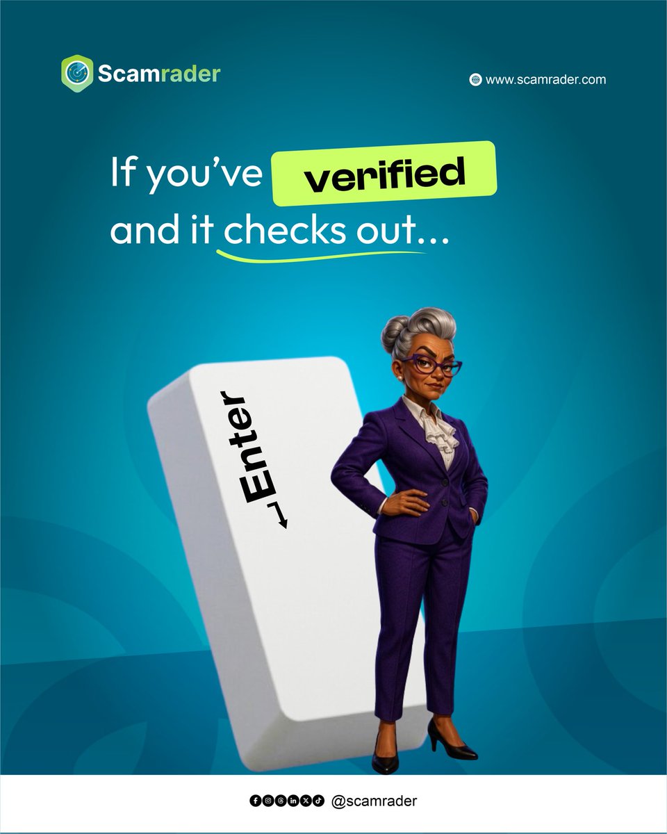 scamrader's tweet photo. One click can cost a fortune. Verify before you trust. #Scamrader https://t.co/fUGargdy2c