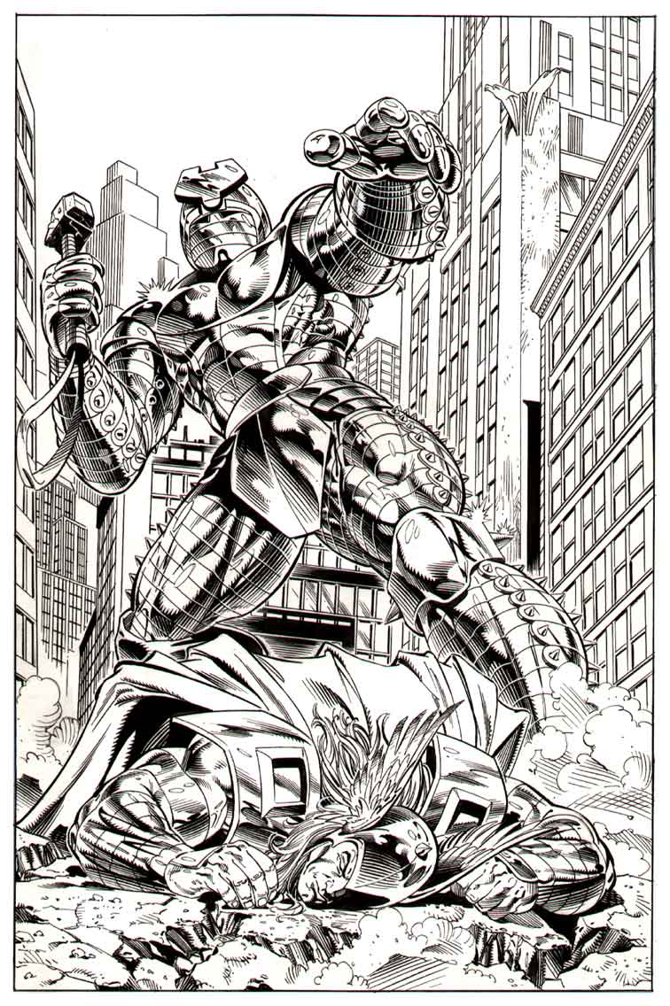 StazJohnson's tweet photo. Some more old stuff...  pages from my first story drawn for Marvel US, Thor #477, I'm guessing around '94 or '95. Unfortunately, I didn't get to draw the classic Thor costume, this was during the time that lots of Marvel superheroes were given new EXtreme outfits🙄 https://t.co/1PNgYw0cQS