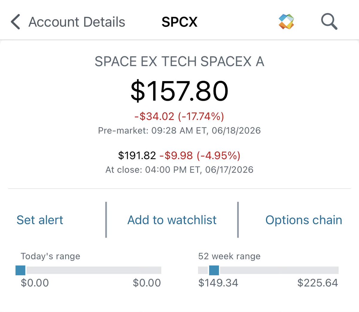 CTESPNG's tweet photo. Come on @CharlesSchwab …. Your prices can be more accurate with $SPCX https://t.co/sPV4mFpVQm