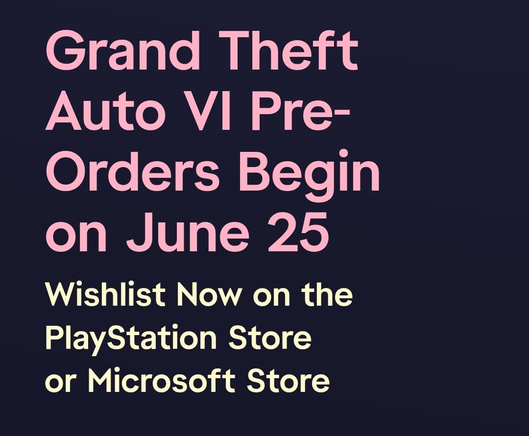 thegtaassassin's tweet photo. GTA 6 Pre-Orders are starting June 25. 

Nobody expected Rockstar Games to put anything today. This confirms, nobody can predict Rockstar. 

Whatever the case is....we are FINALLY Getting Pre Orders 🔥🔥 https://t.co/8M6Ul9XXAc