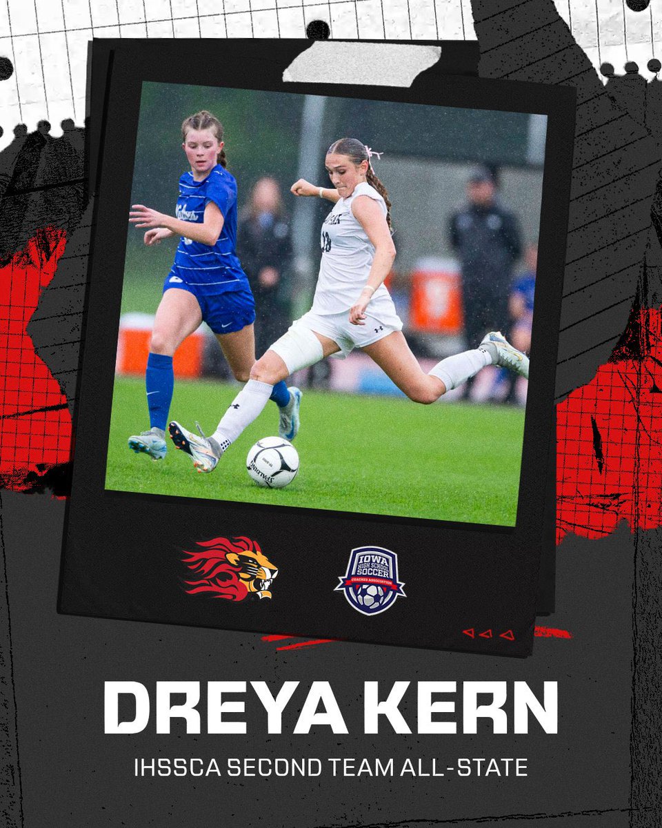 LMGirlsSoccer's tweet photo. Congratulations to Dreya Kern on being selected to the Iowa High School Soccer Coaches Association Second Team All-State! 🦁 https://t.co/tkLLKLXS28