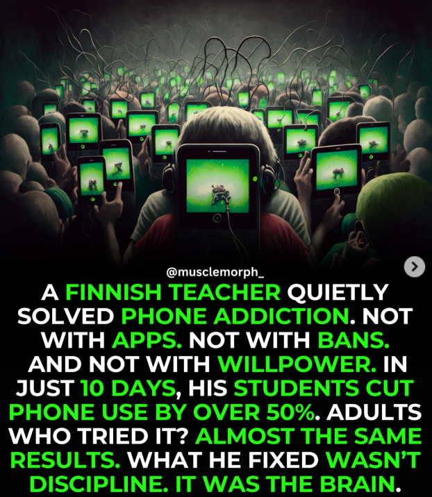 neuronpowers's tweet photo. A Finnish teacher quietly solved phone addiction. https://t.co/4OaDHl04EL