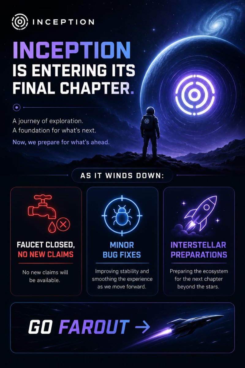 Ideyi90's tweet photo. Inception is entering its final chapter. 
The journey so far has been about exploration, testing, and building momentum toward what comes next. Now, the next phase is approaching.
Go farout → @dac_chain https://t.co/xk8p4O3ZMZ