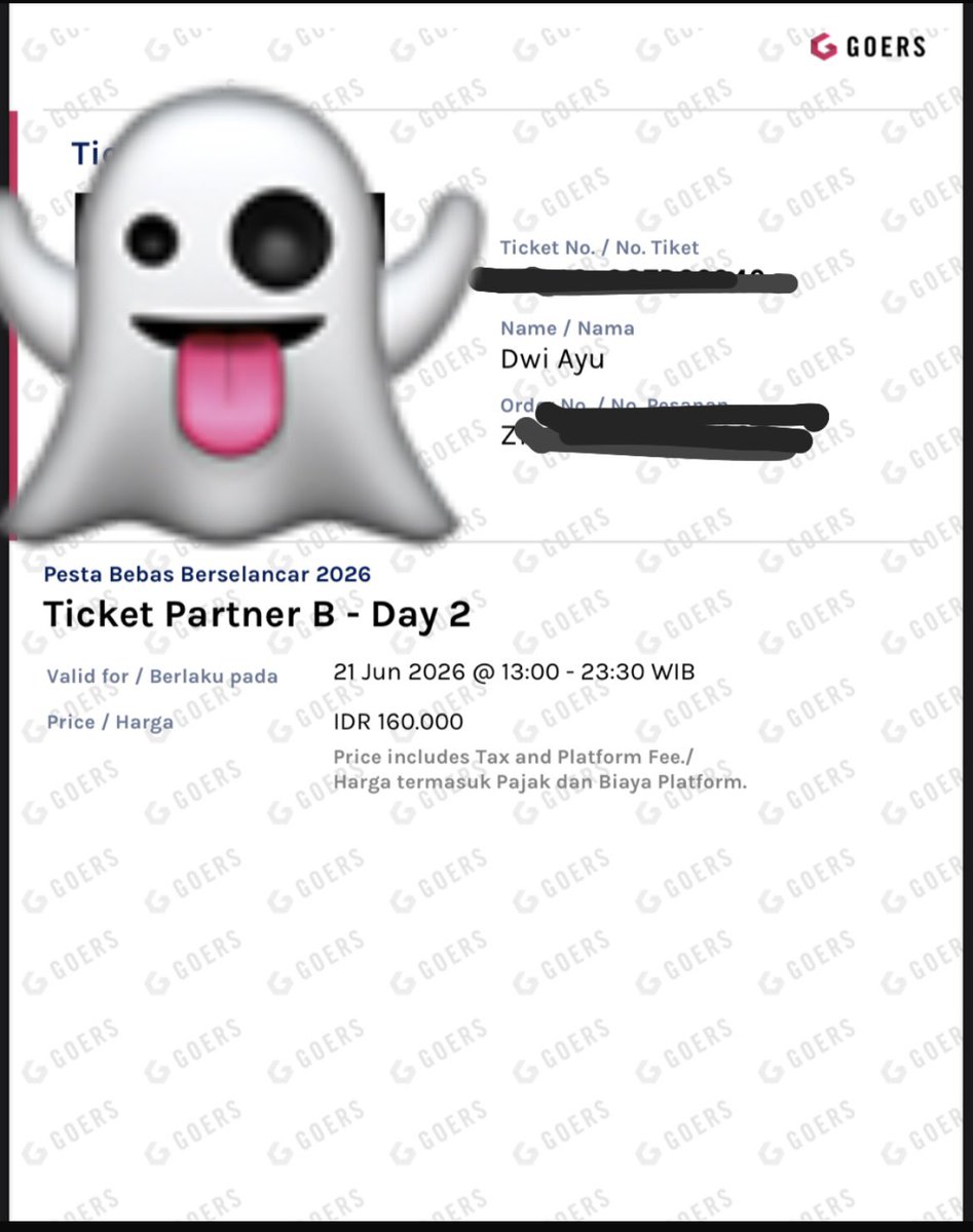 uwiwah's tweet photo. WTS Tiket PBB Day 2 150k aja
Bisa cod dan ketemu di venue buat bayar dan ambil bareng aku ya.

Yang minat bisa Dm ya!
/dijual karna tmn sakit dan ga bisa ikut/

#WTS #PBB #Pestabebasberselancar https://t.co/BE5Xcz5Jmt