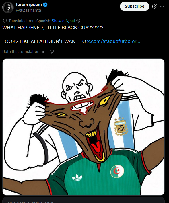 Diro_Goodboy's tweet photo. @e_emanuel1234 @ThaisRMaschio "depois vem chorar que o argentino é racista"
Não precisa nem esperar que os argentinos já fazem isso sozinhos https://t.co/sbk2WrRXrJ