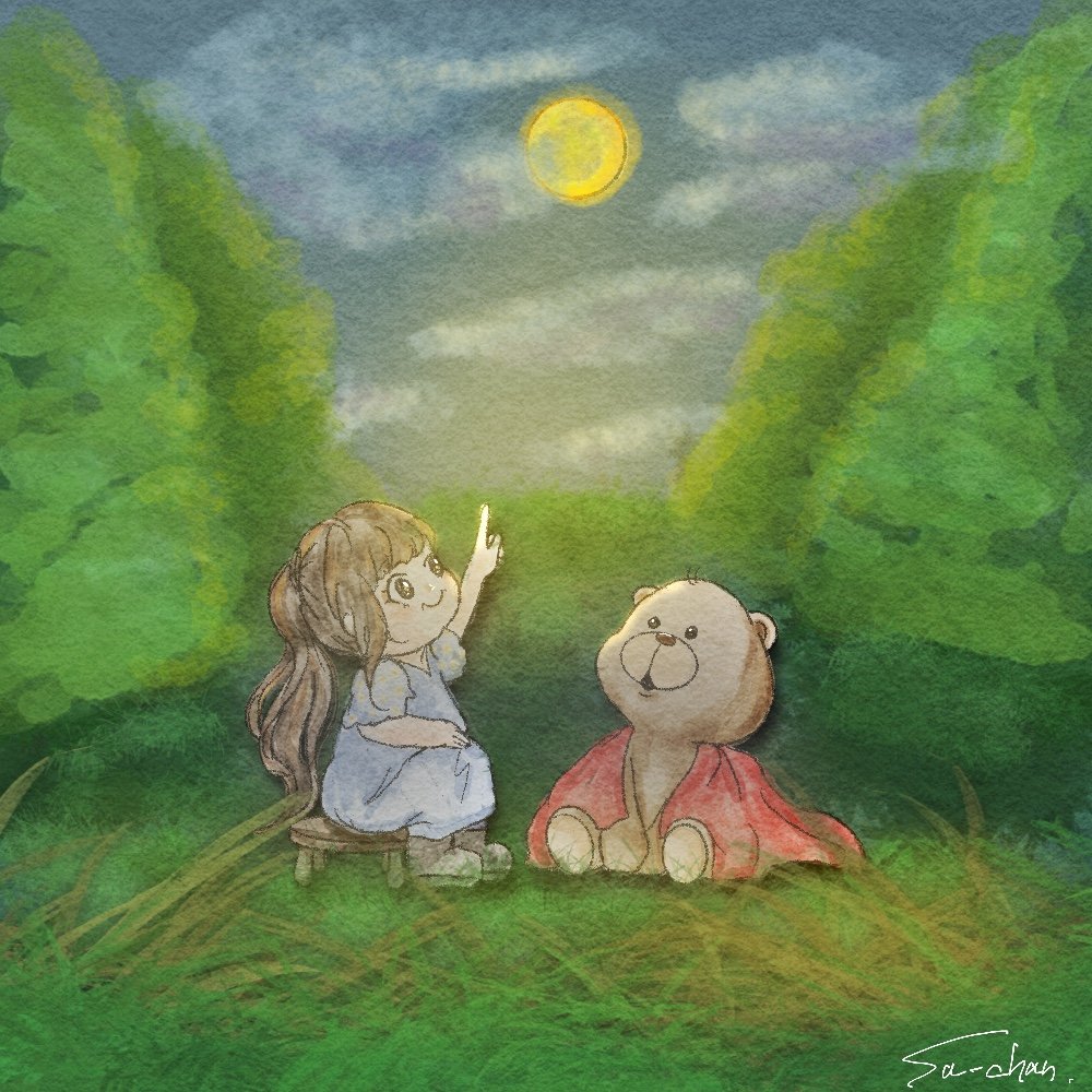 Deppa_su_chan's tweet photo. みてっ！まんまるお月様だよ🌕
#イラスト #くま #女の子 #おやすみ #夜 https://t.co/x5eTH25U8u