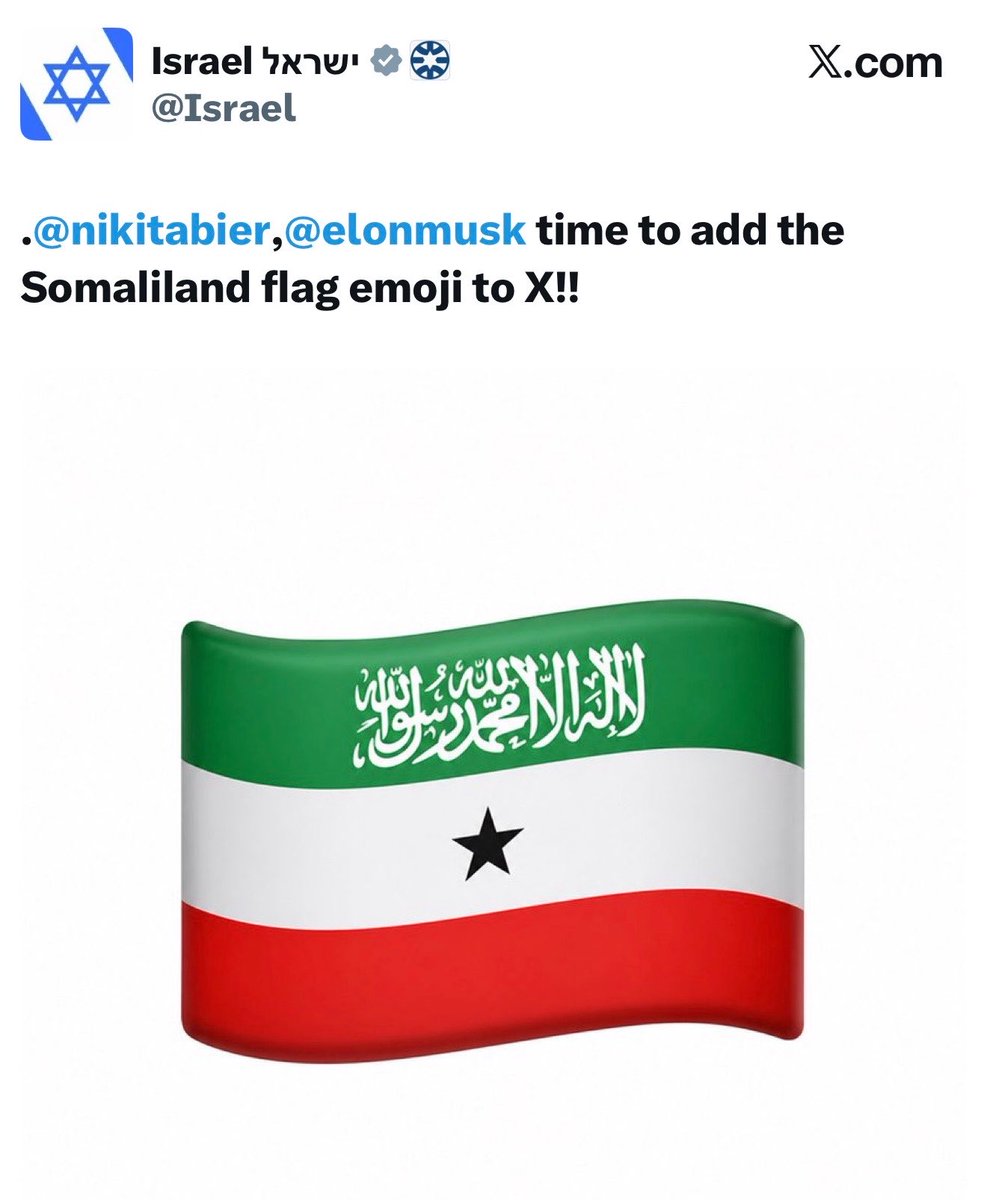 Osint613's tweet photo. Israel asks 𝕏 to add a Somaliland emoji https://t.co/NVmtSvmar8