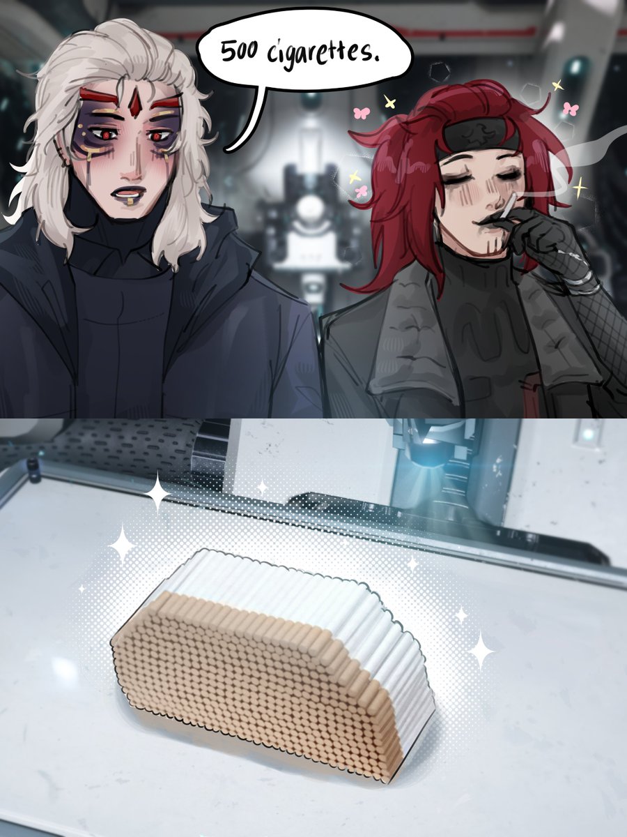 nnathlii_'s tweet photo. someone get Ordis bro the drifters found cigarette blueprints😭

ft. @IronicOrange's drifterling

#warframe #warframefanart #tennocreate https://t.co/DgD7Tz6sgf