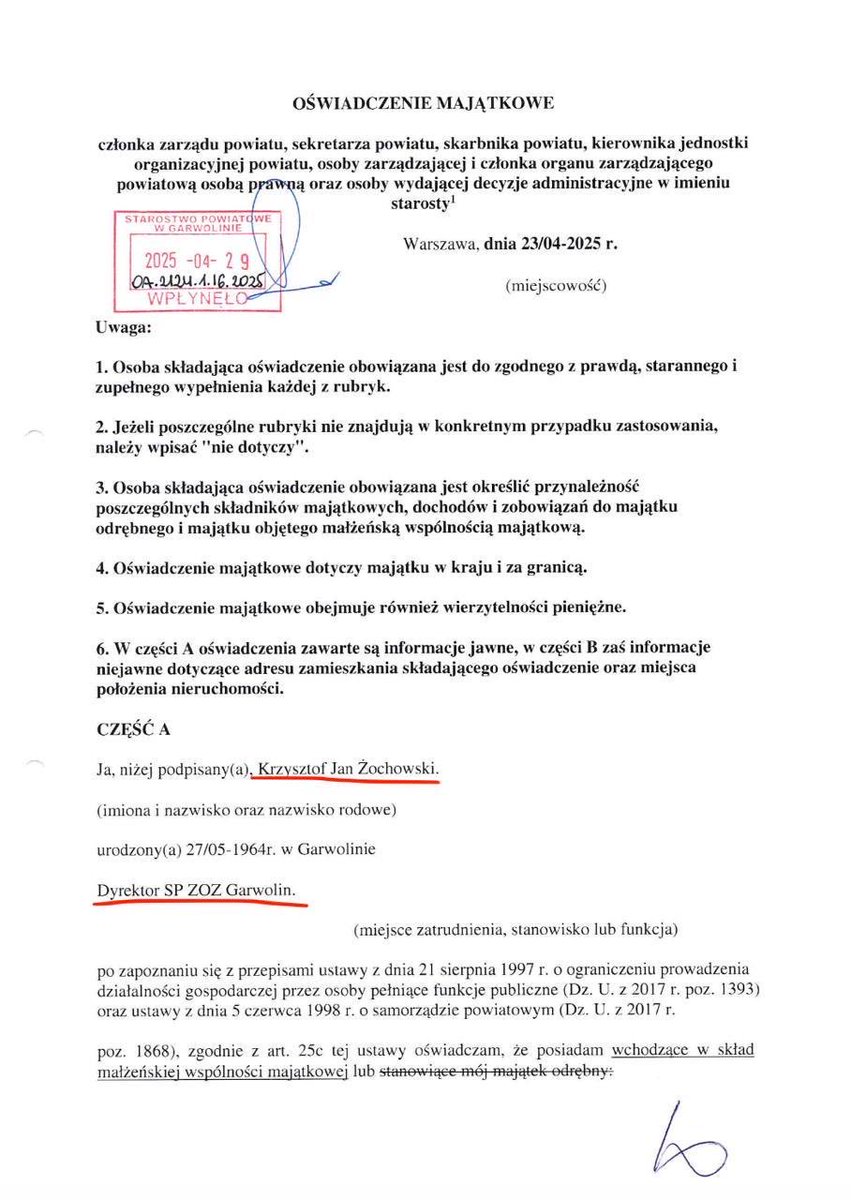 Arlukowicz's tweet photo. No dobra chłopaki z PIS. Młody doktor z SOR odwołany. Z partii wyrzucony. Mandat radnego złożony. 
A teraz poproszę odp. Co z radnym mazowieckim Żochowskim z PIS? Dyrektor szpitala w Garwolinie. Szpital 25 mln długu. Wasz dyrektor ponad 1,1 mln dochodu. Dla ułatwienia patrz niżej https://t.co/DRib8HDsLZ