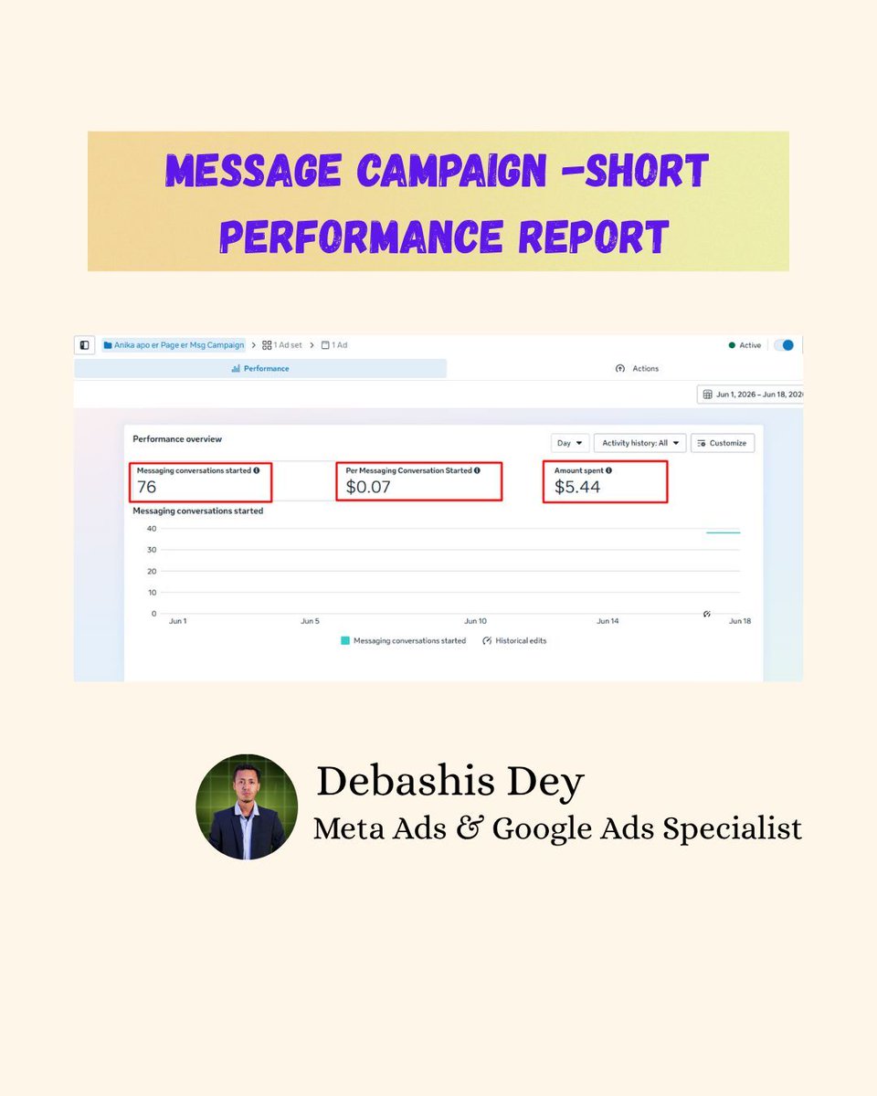 markterdebashis's tweet photo. ๐ Another successful Meta Ads Message Campaign!
#MetaAds #FacebookAds #MessageCampaign #LeadGeneration #DigitalMarketing #PerformanceMarketing #MetaAdsExpert #GoogleAds #AdsManager #BusinessGrowth #MarketingResults #SocialMediaMarketing #DebashisDey #MarketingSpecialist #ROI https://t.co/p4Ffj0FS1G