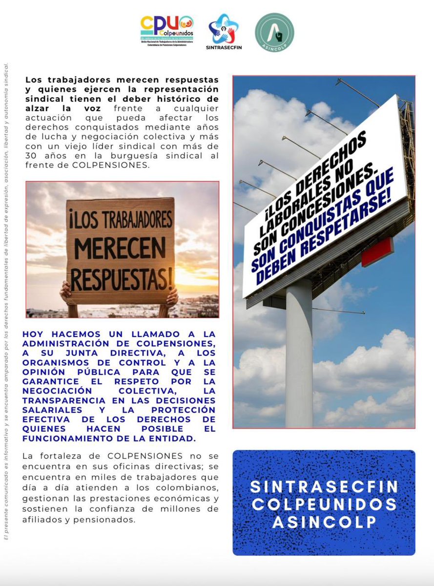 ASINCOLP_'s tweet photo. Cuando se irrespeta la negociación colectiva, se pisotean los derechos de los trabajadores @dussanja #NoMasManiobrasAntisindicsles #RespetoALosTrabajadores https://t.co/4rQawDjMEQ
